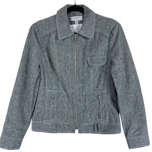 Conrad C Collection Gray Women's utility  linen cotton Jacket size 4